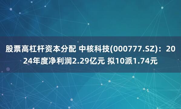 股票高杠杆资本分配 中核科技(000777.SZ)：2024年度净利润2.29亿元 拟10派1.74元