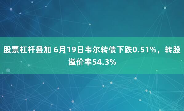 股票杠杆叠加 6月19日韦尔转债下跌0.51%，转股溢价率54.3%