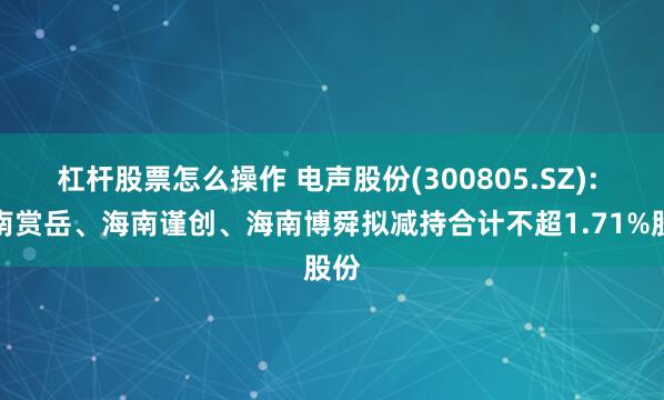 杠杆股票怎么操作 电声股份(300805.SZ): 海南赏岳、海南谨创、海南博舜拟减持合计不超1.71%股份